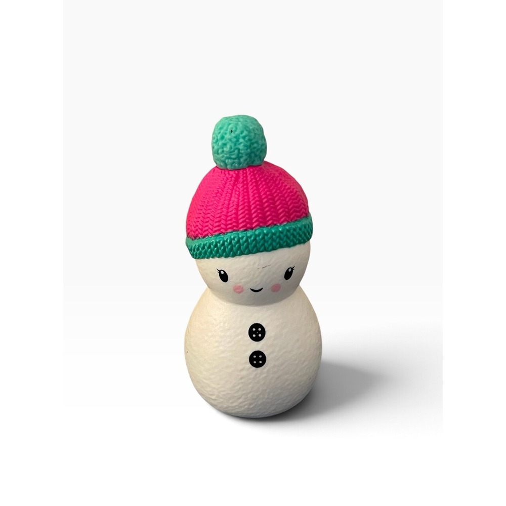 Barbie Doll Cute Snowman Toy, Pink Hat Teal Pompom Winter Wonderland